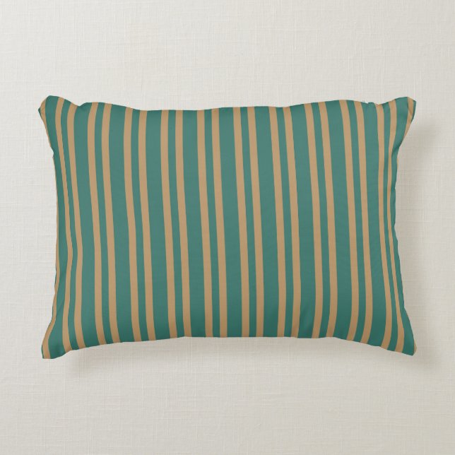 Teal Brown Stripes Seamless Pattern Decorative Cushion (Front)