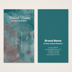 Teal Brown Watercolor Hair Clip Display Card