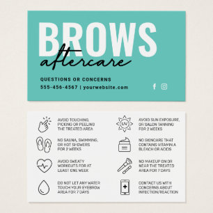 Teal  Brows Aftercare PMU Brow Instructions Card