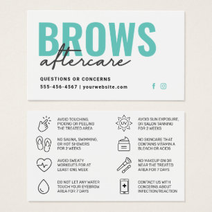 Teal Brows Aftercare PMU Brow Instructions Card