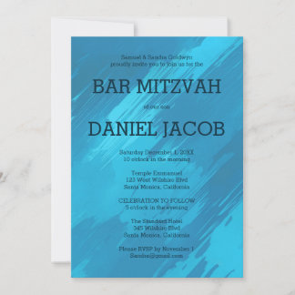 Teal Brushstrokes Custom BAR BAT MITZVAH Invitation