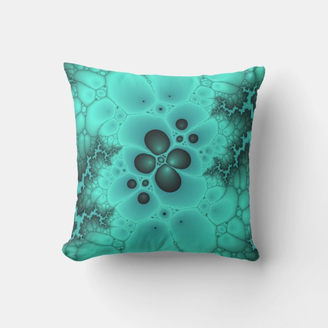Teal Bubble fractal pillow (Front)