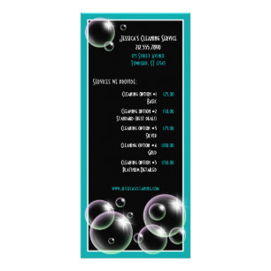 Teal Bubbles Cleaning Service Rack Cards