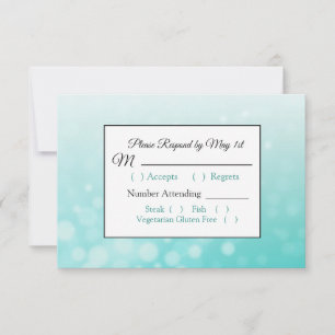 Teal Bubbles Elegant Wedding RSVP card