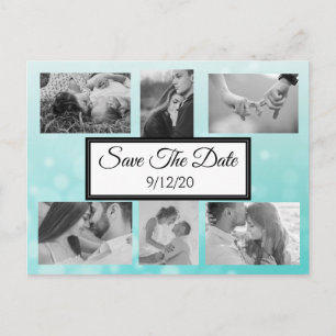 Teal bubbles Photo Save the Date Announcement Postcard