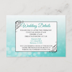 Teal Bubbles Wedding Details Card