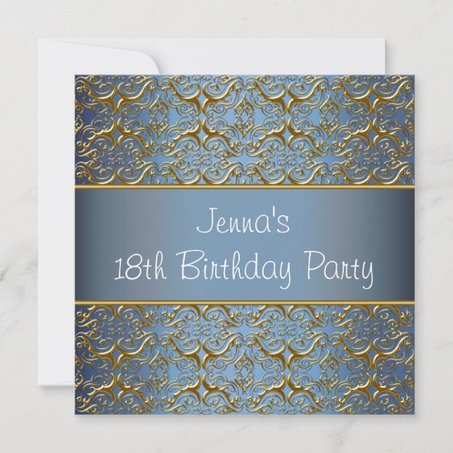 Teal Bue 18th Birthday Party Invitation Teal 18th (Front)