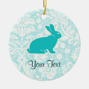 Teal Bunny Ceramic Tree Decoration