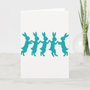 Teal Bunny Friends Fun Time Card
