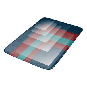 Teal burgundy blue bath mat