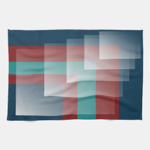 Teal burgundy blue tea towel