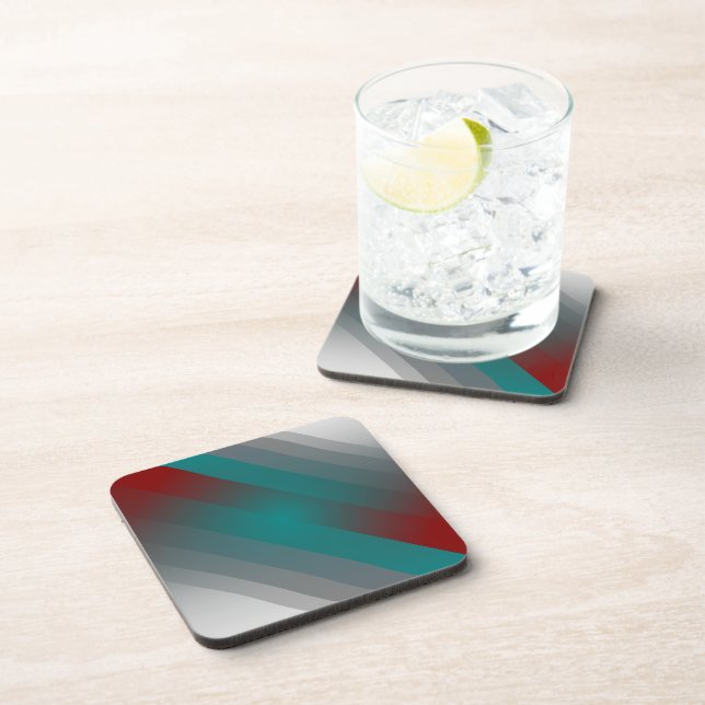 teal burgundy gray stripes coaster (Right Side)
