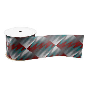 teal burgundy gray waves satin ribbon