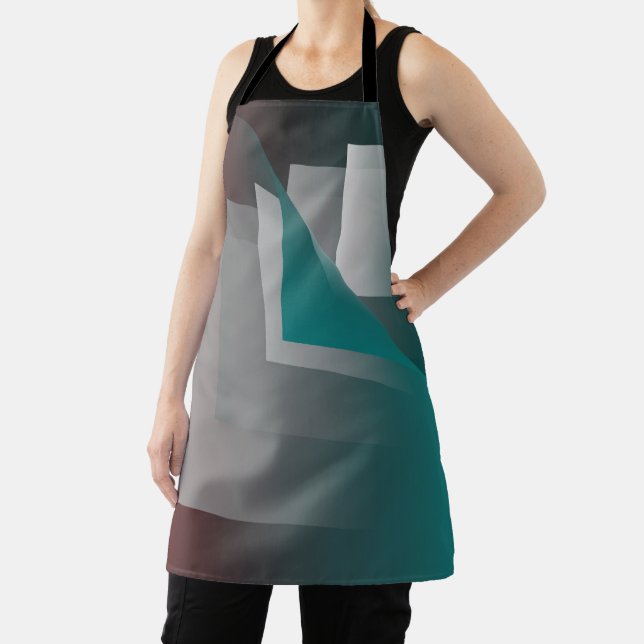 Teal burgundy grey pages apron (Insitu)