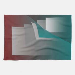 Teal burgundy grey pages tea towel