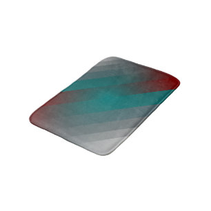 teal burgundy grey stripes bath mat