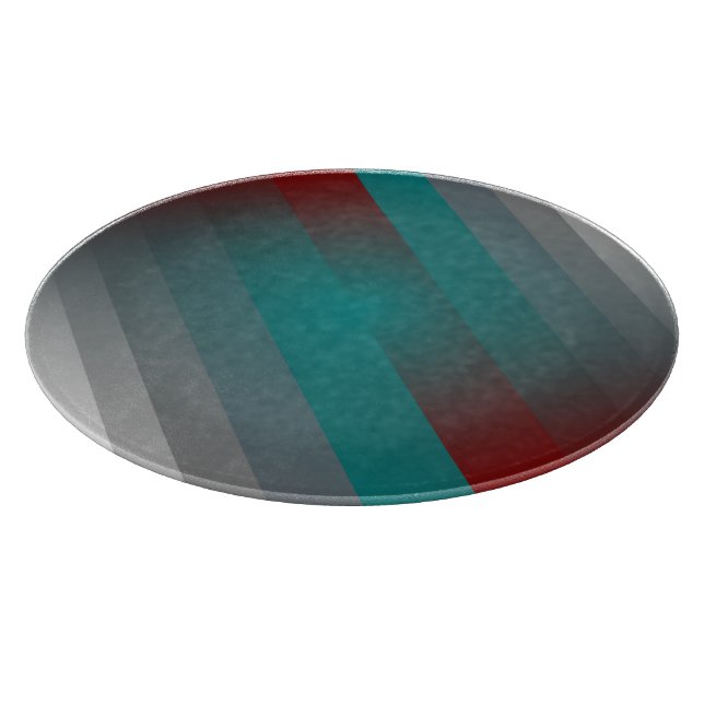 teal burgundy grey stripes cutting board (Corner)
