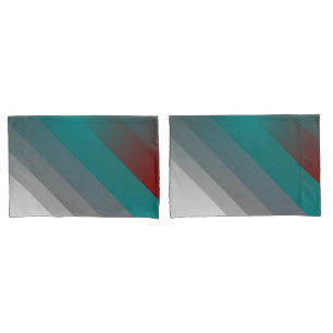 teal burgundy grey stripes pillowcase