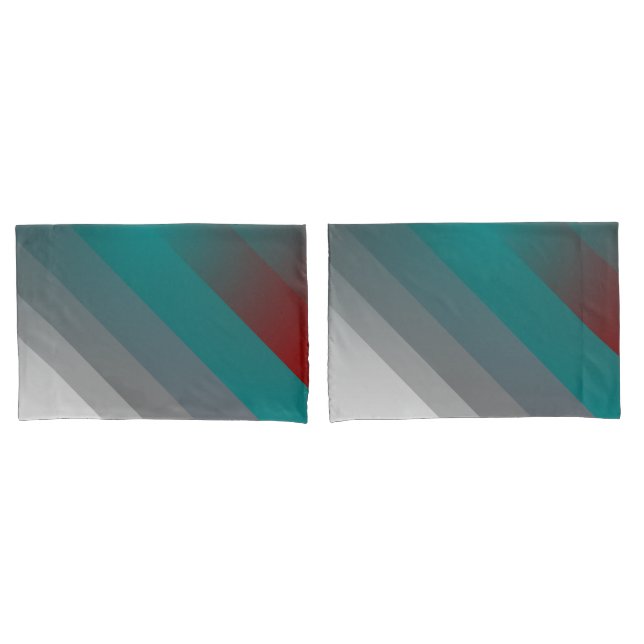 teal burgundy grey stripes pillowcase (Front-Set)