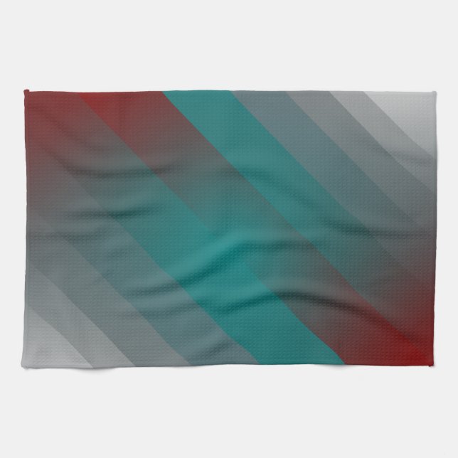 teal burgundy grey stripes tea towel (Horizontal)