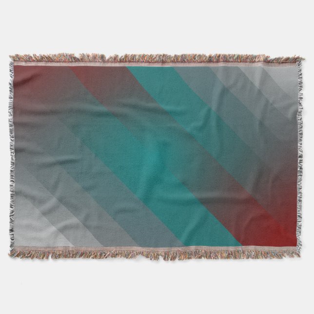 teal burgundy grey stripes throw blanket (Front)
