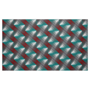 Teal burgundy grey symmetry fabric