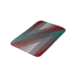 teal burgundy grey triangle bath mat