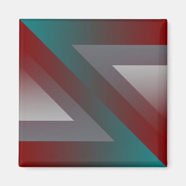 teal burgundy grey triangle magnet (Front)