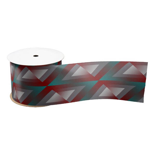 teal burgundy grey triangle satin ribbon (Spool)