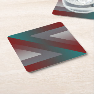 teal burgundy grey triangle square paper coaster