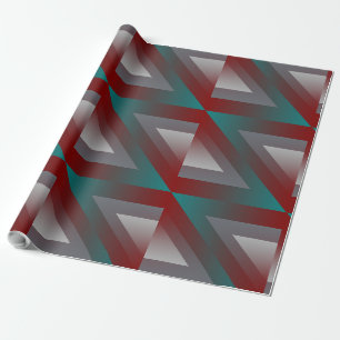 teal burgundy grey triangle wrapping paper