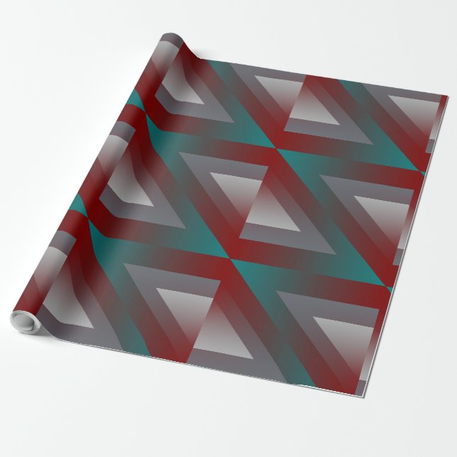 teal burgundy grey triangle wrapping paper (Unrolled)