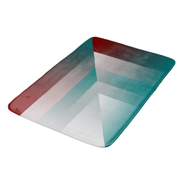 teal burgundy grey triangles bath mat (Angled)
