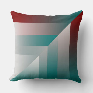 teal burgundy grey triangles cushion