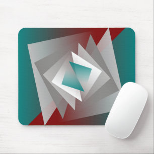 Teal Burgundy Grey Triangles Mouse Mat