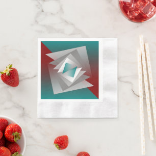 Teal Burgundy Grey Triangles Napkin