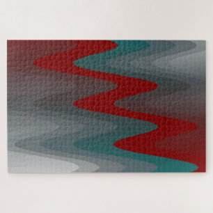 teal burgundy grey waves jigsaw puzzle