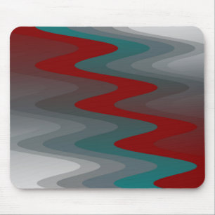 teal burgundy grey waves mouse mat