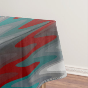 teal burgundy grey waves tablecloth