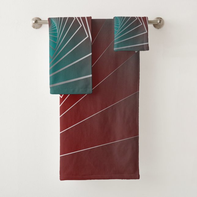 teal burgundy spin bath towel set (Insitu)