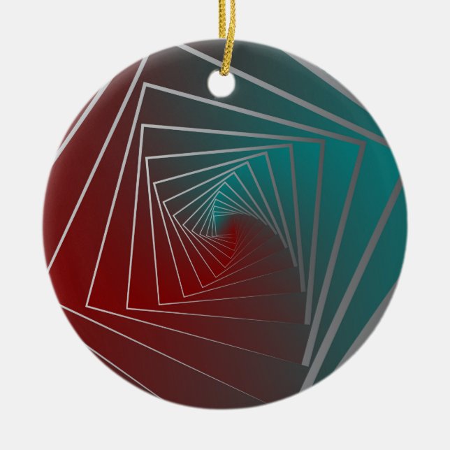 teal burgundy spin ceramic tree decoration (Front)