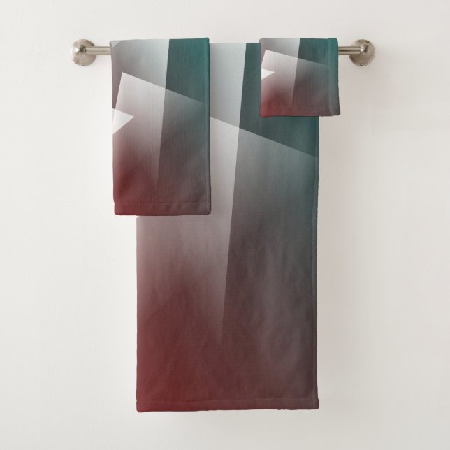teal burgundy white bath towel set (Insitu)