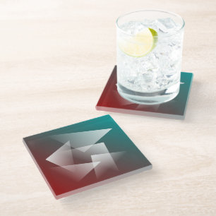 teal burgundy white glass coaster