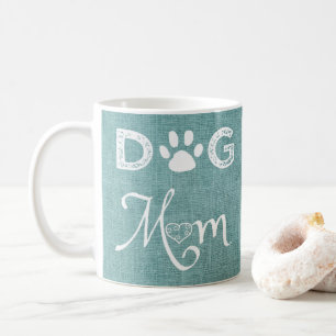 Teal Burlap Dog Mum Coffee Mug