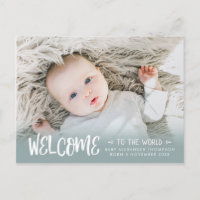 Teal Burlap Welcome to the World Photo Birth
