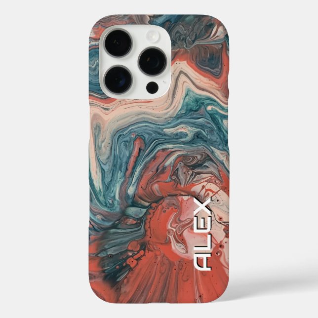 Teal, Burnt Orange & Cream Marbled Swirl  Case-Mate iPhone Case (Back)