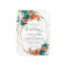 Teal Burnt Orange Floral Gold Frame Wedding