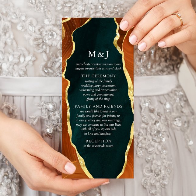 Teal, Burnt Orange & Gold Agate Program Rack Card (Creator Uploaded)