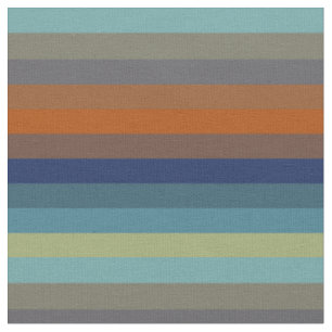 Teal & Burnt Orange Horizontal Stripes Fabric