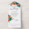  Teal Burnt Orange Rust Floral Rustic Wedding RSVP